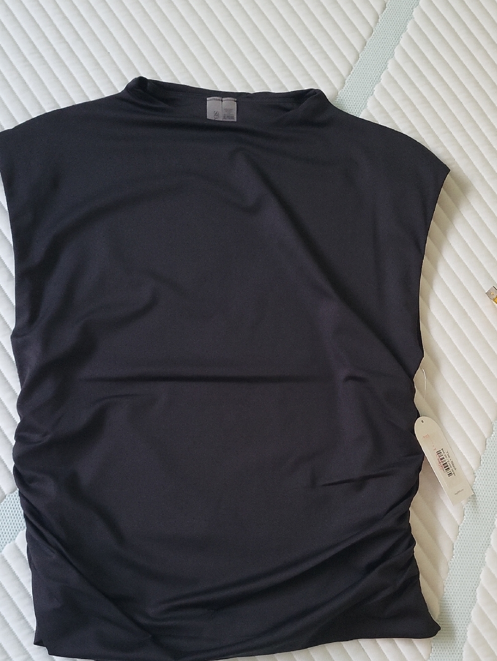 Sleek Black Sleeveless Tank with Side Ruching